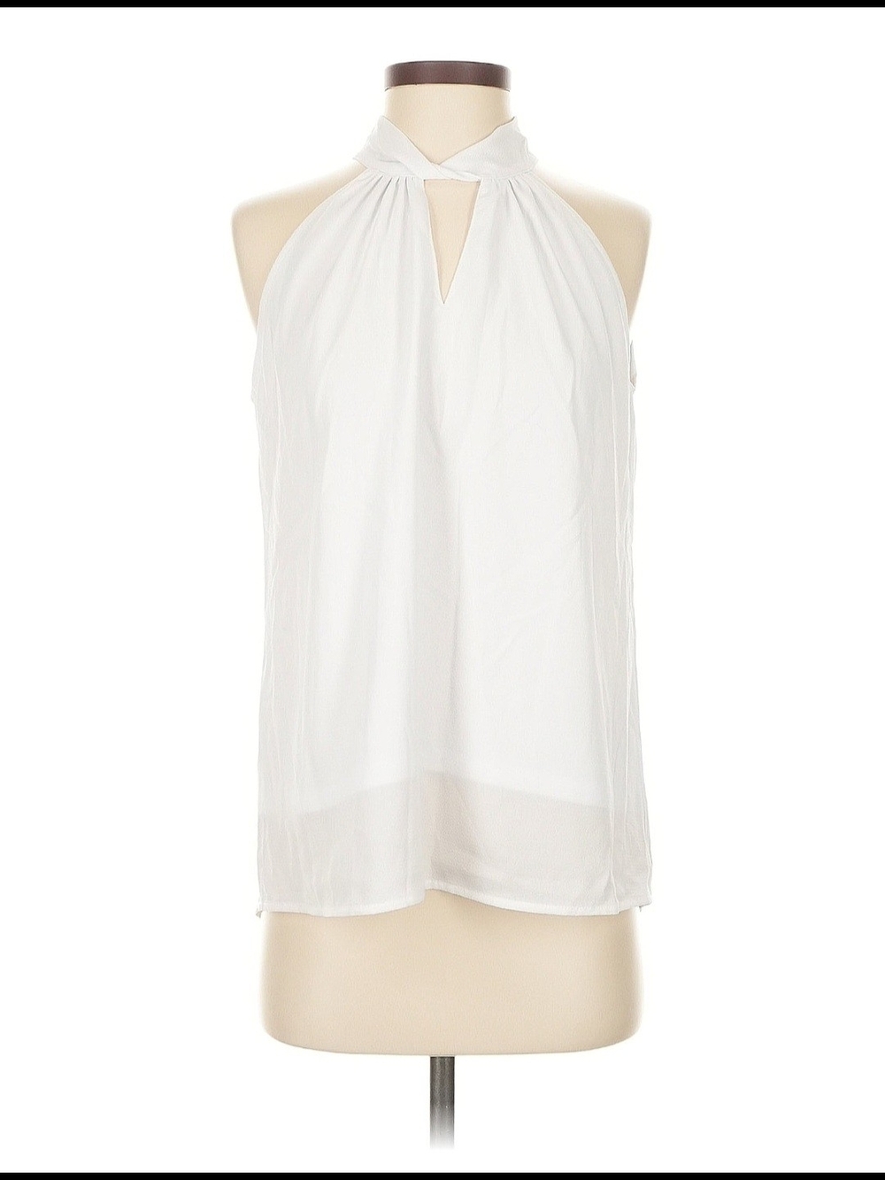 Women's White Halter Neck Keyhole Tank Top